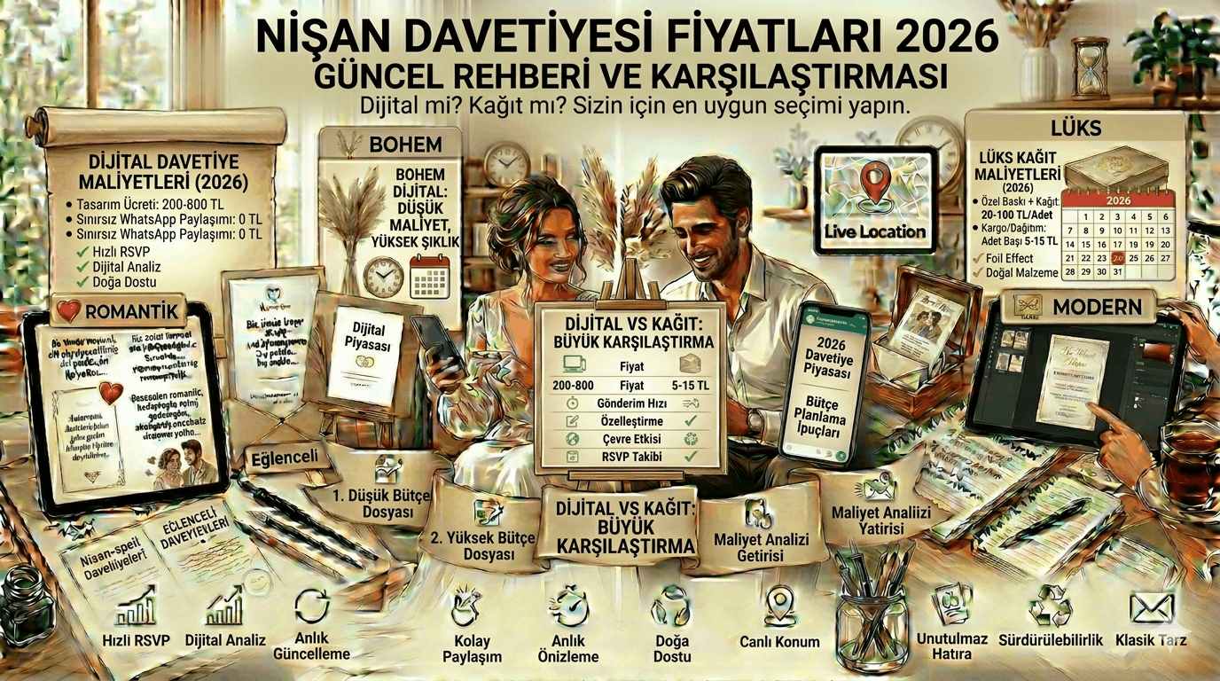 Nişan Davetiyesi Fiyatları 2026 (Dijital vs Kağıt)